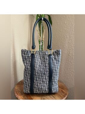DIOR NAVY CANVAS TROTTER BAG